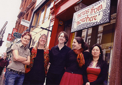 Julie, Mandy, Kate, Sara and Maria outside the shop on Bold Street