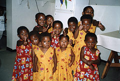 ‘The Girls’ in donation dresses from Mandela Childrens Trust - Photo by Rosie Brooks