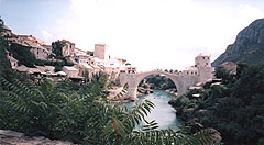 The bridge of Mostar - recently re-opened after being destroyed in the Balkan war