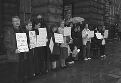 Teachers and students demonstrate at the Town Hall 